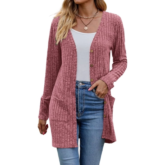 Women's Button Down Long Sleeve Cardigan Knitted Coat Outwear Cardigan Sweater Button Boleros Shrug Fall Clothings