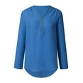 thumbnail image 5 of Womens Tops Zipper Button Long Sleeves Loose Chiffon Shirt Clothing Long Sleeve Shirts for Women, 5 of 8