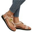 thumbnail image 5 of LTTVQM Women's Sandals Metal Accent Toe Loop Elastic Ankle Strap Low Wedge Casual 2026 Summer Shoes Beige 42(US-9), 5 of 5