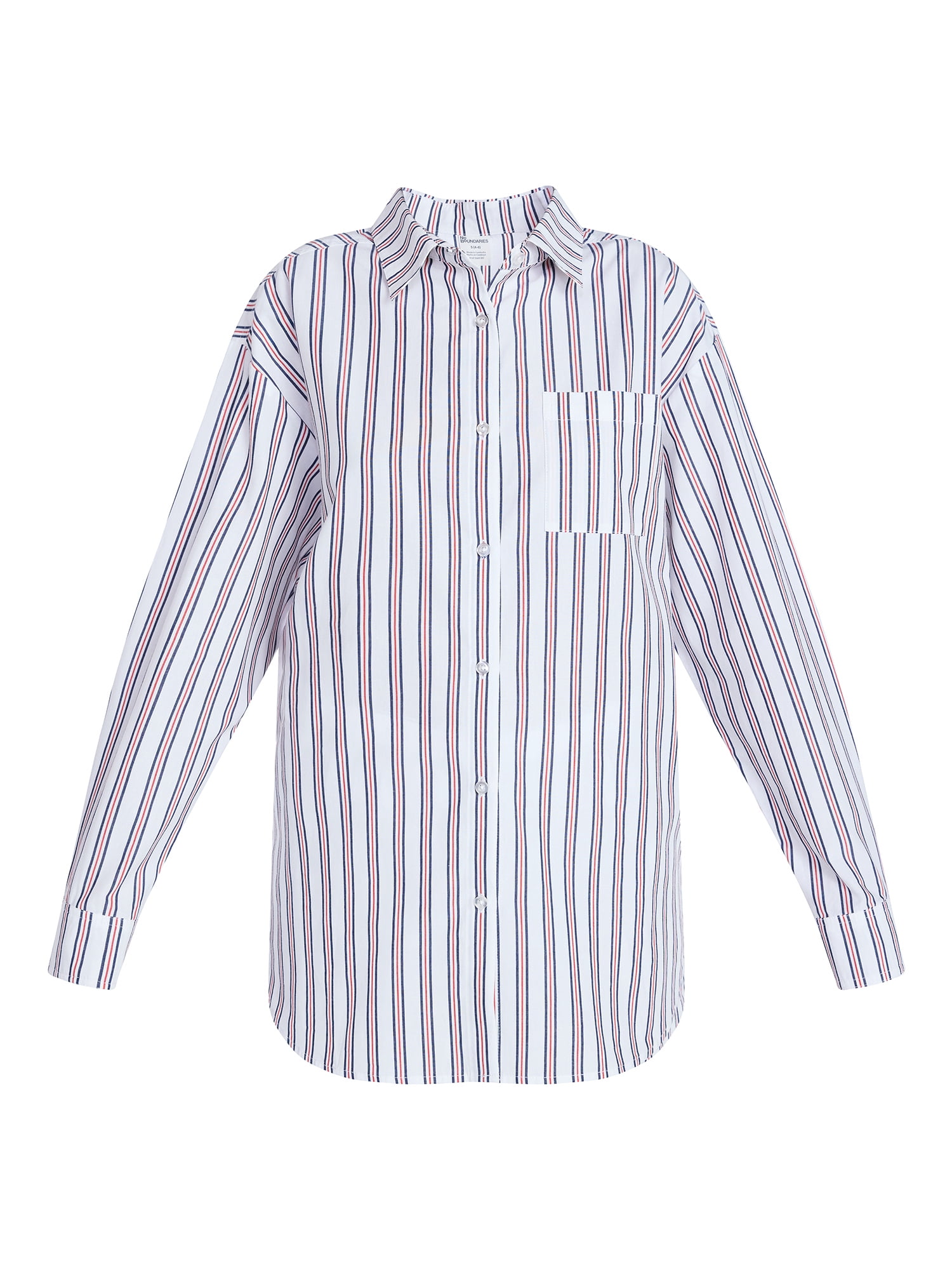 No Boundaries Sleepwear Button Shirt with Long Sleeves, Women's XS-XXL