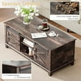 thumbnail image 7 of VanAcc Farmhouse Coffee Table with Sliding Barn Doors, 48" Living Room Table with Storage Adjustable Shelves, Rustic Wood Rectangular, Dark Rustic Oak, 7 of 7
