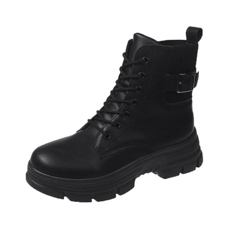 

Women Ankle Boots Autumn And Winter Fashionable Solid Color Simple Belt Buckle Comfortable Square Heel Thick Heel