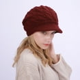 thumbnail image 3 of Yoyauz Women's Winter Warm Slouchy Cable Knit Beanie Skull Hat with Visor, 3 of 6