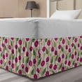 thumbnail image 1 of Pink Floral Bed Skirt, Colorful Abstract Poppy Flowers and Buds on Neutral Backdrop, Elastic Bedskirt Dust Ruffle Wrap Around for Bedding Decor, 4 Sizes, Pale Eggshell Multicolor, by Ambesonne, 1 of 2