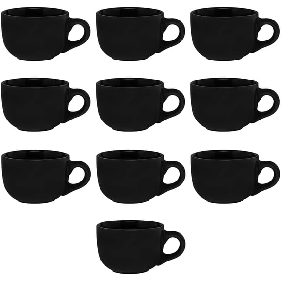 Ceramic Cappuccino Mugs 18 oz. Set of 10, Bulk Pack - Perfect for Coffee, Tea, Espresso, Hot Cocoa, Other Beverages - Black