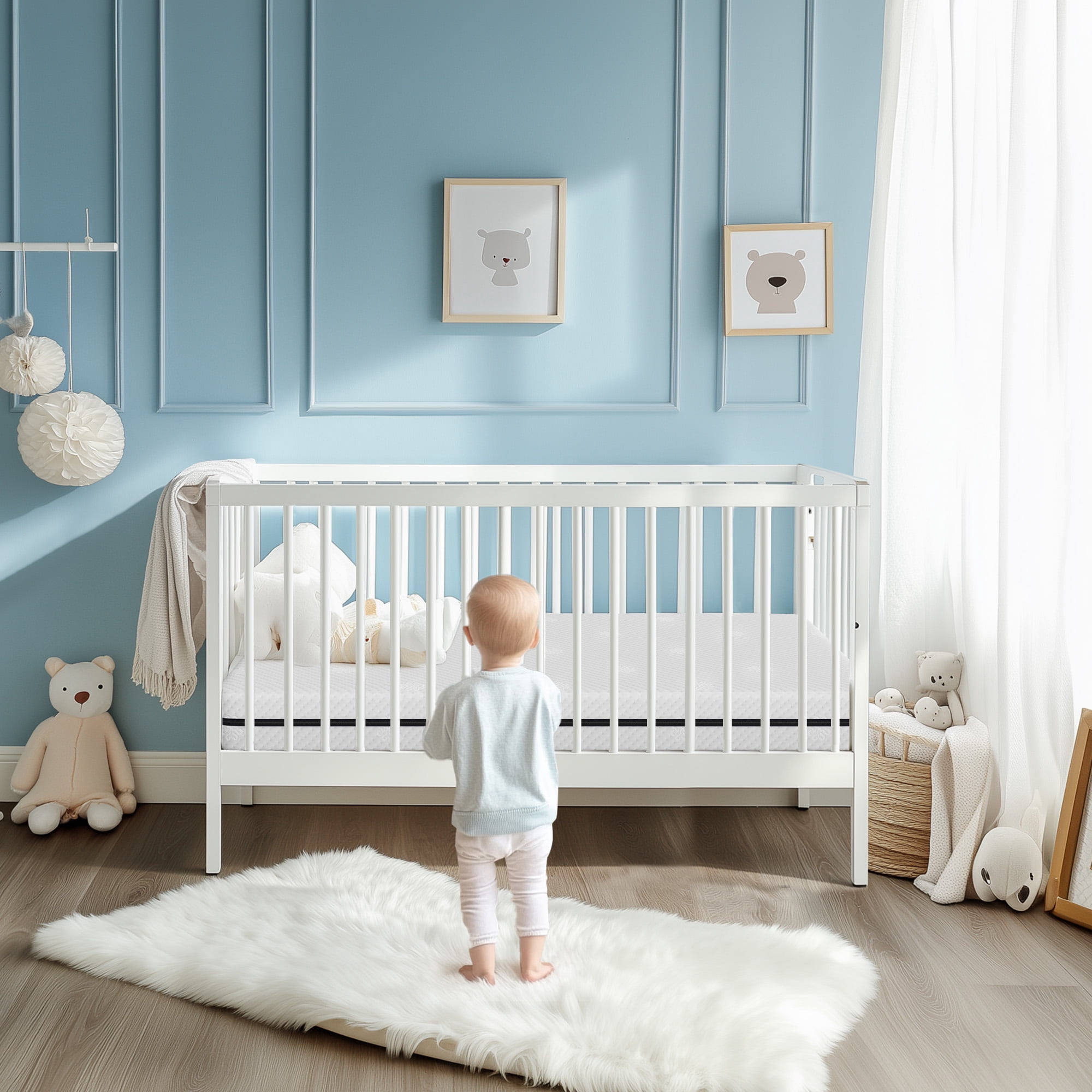 Serweet Dual Sided Crib and Toddler Mattress, 5.5 inch Foam Baby Mattress for Standard Size Cribs-CertiPUR-US Certified, 10 Year Coverage