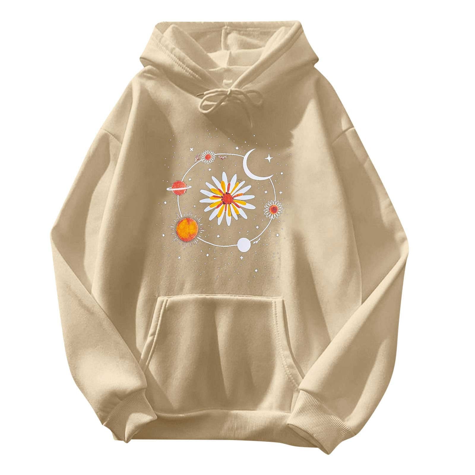 Entyinea Women's Sporty Hoodies Casual Crewneck Solid Color Sweatshirt