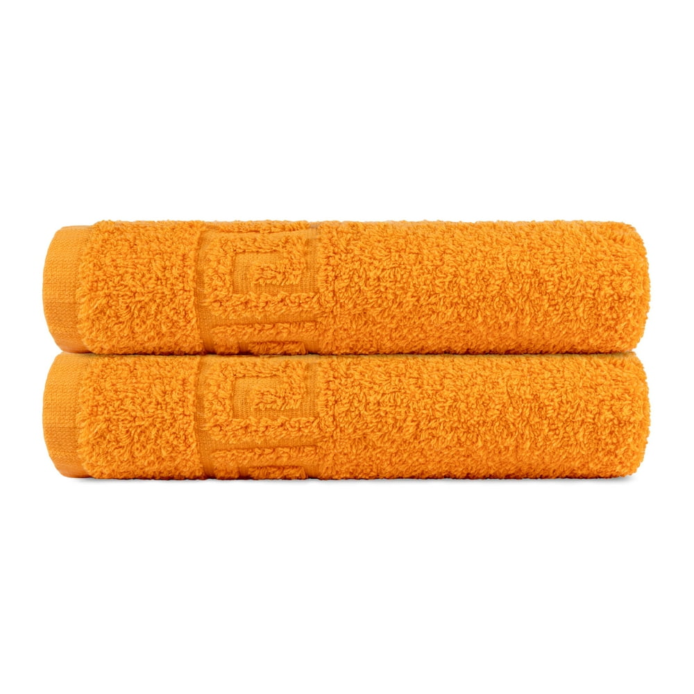 2 Piece 100 Cotton Hand/Bath Towel with Color Options Orange Hand