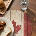 thumbnail image 3 of Canada Round 13 Inch Placemats Set of 4, Red Maple Leaf Flag Vintage Farmhouse Wooden Grain HeatResistant Non Slip Place Mats for Dining Table, Wipeable Braided Kitchen Table Mats for Housewarming, 3 of 9