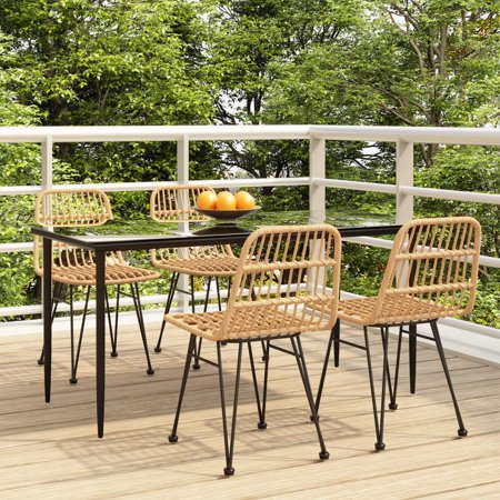 Irfora 5 Piece Patio Dining Set Poly Rattan