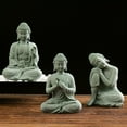thumbnail image 2 of Buddha Garden Statue Fish Tank Decoration Mini Buddhism Figurine Desk Tablescape Decor Home Zen Statue Green Sandstone Thailand, 2 of 10