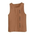 thumbnail image 4 of Womens Tank Tops, Womens Tank Top, Womens Solid Color Tank Top with Round Neck Faux Cotton and Linen Button Design and A Sense of Top with Round Neck Tank Tops, 4 of 4