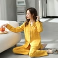 thumbnail image 4 of Defitshape Women's Cute Pajamas Cotton Pajama Set Long Sleeve Winter V Neck Fall Pjs Yellow Small, 4 of 4