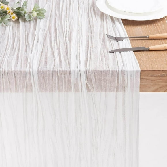 Boovnll Cheesecloth Table Runner, Boho Gauze Table Runners, Cheese Cloth Table Runner for Shower, Easter, Wedding, Bridal, Birthday, Party Table Decor, Table Runner