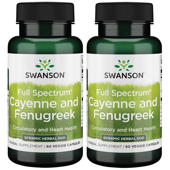 Swanson Full Spectrum Cayenne & Fenugreek 60 Veg Capsules (2 Pack)