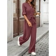thumbnail image 6 of Womens Jumpsuits Long Sleeve V Neck Dressy Casual Wide Leg Pants Romper 2025 Autumn Outfits, 6 of 9