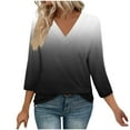 thumbnail image 3 of Women's V Neck Short Sleeve Tops Shirts Blouses Solid Color Casual Daily Wear Work Office Vacation Fashion Essential Gift for Women | Aestivo,Navy L, 3 of 9