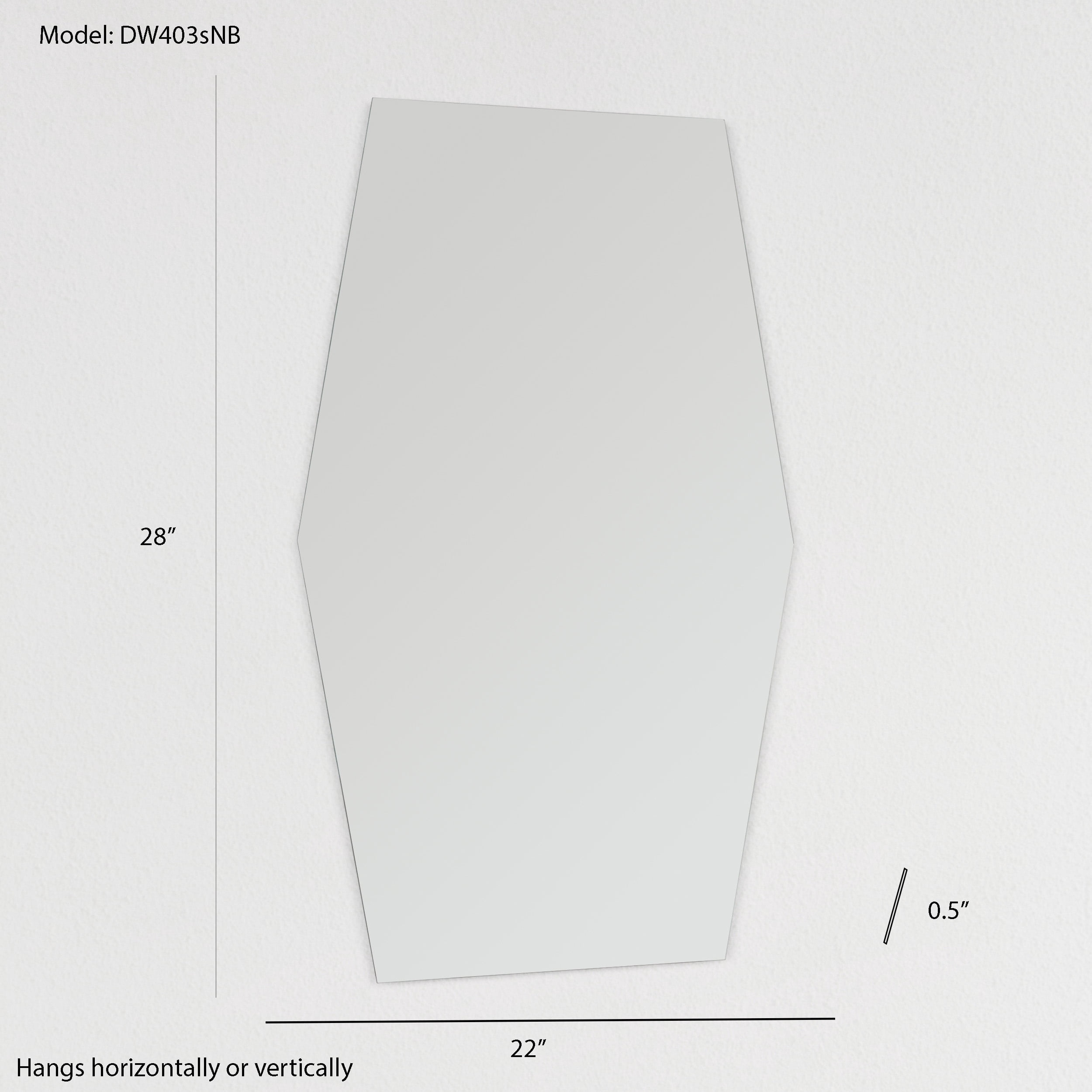 Decor Wonderland Charly 22 in. W x 28 in. H Hexagon Polished Frameless Bathroom Vanity Wall Mirror Hangs Horizontal & Vertical