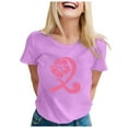 thumbnail image 1 of T-shirt à Manches Courtes Imprimé Graphique pour Femmes Col Rond Décontracté Confortable Haut d'Été pour les Vacances Usage Quotidien, 1 of 4