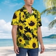 thumbnail image 6 of Uemuo Sunflowers In Vintage Printed Regular Fit Short Sleeve Casual Hawaiian Shirt for Men,Aloha shirt,Tropical shirt,Floral print shirt,Vacation Beach shirt-Medium, 6 of 9
