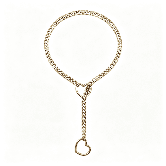 TUWAFE Slip Chain Necklace for Women,Black Heart O-Ring,Cuban Long Necklace Jewelry,Lariat Y-Necklace Slip Chain Necklace