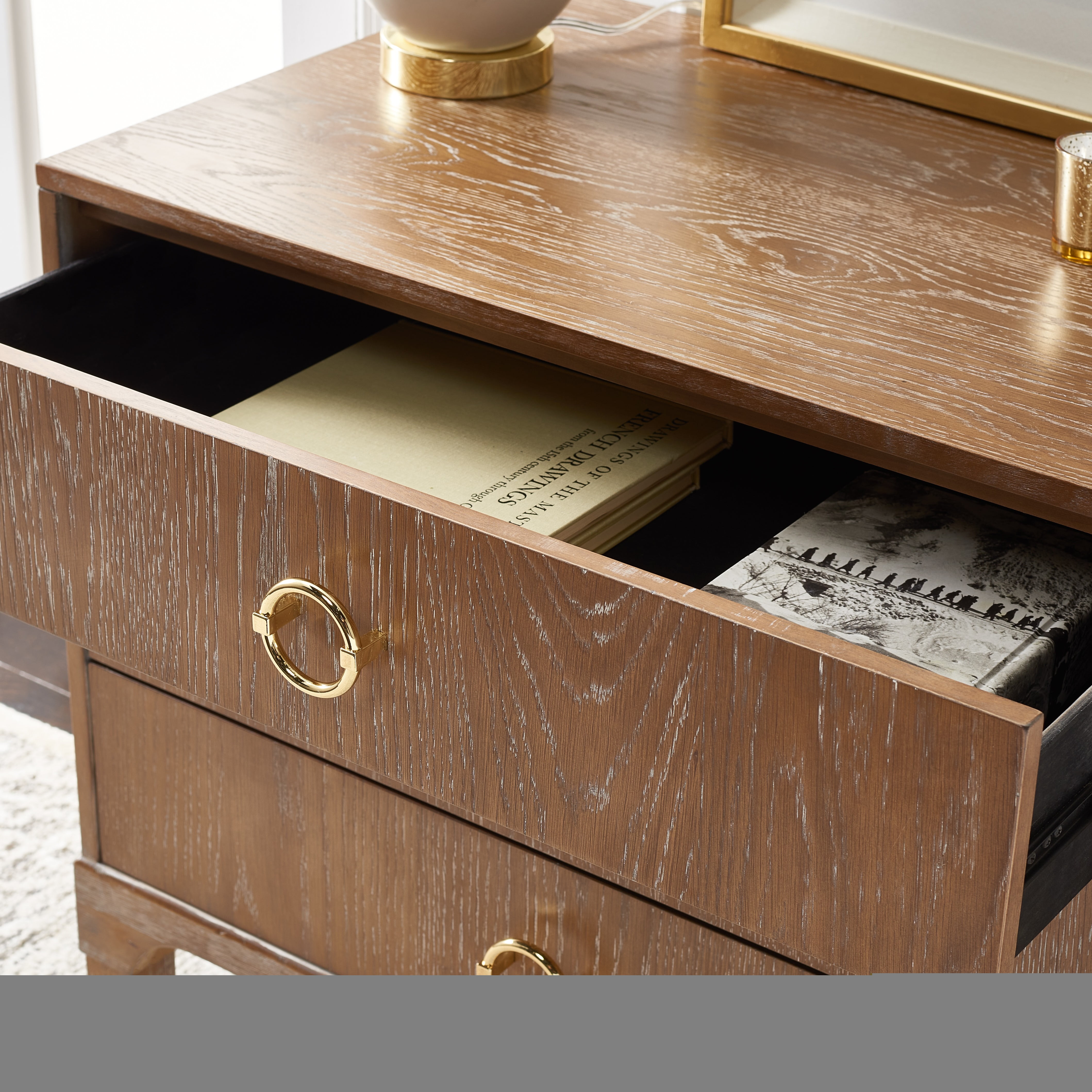 Safavieh Lorna 3-Drawer Contemporary Night Stand, Natural