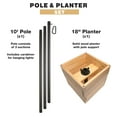 thumbnail image 6 of Excello Global Products 18” x 18” Brown and Black Wooden Planter Box Set with 10' String Light Pole, 6 of 6