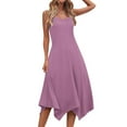 thumbnail image 6 of Viikei Elegant Satin Slip Short Sleeve Dress,Womens Dresses Sleeveless Round Neck Drawstring Casual Ruffle A-Line Mini Dress Purple S, 6 of 8