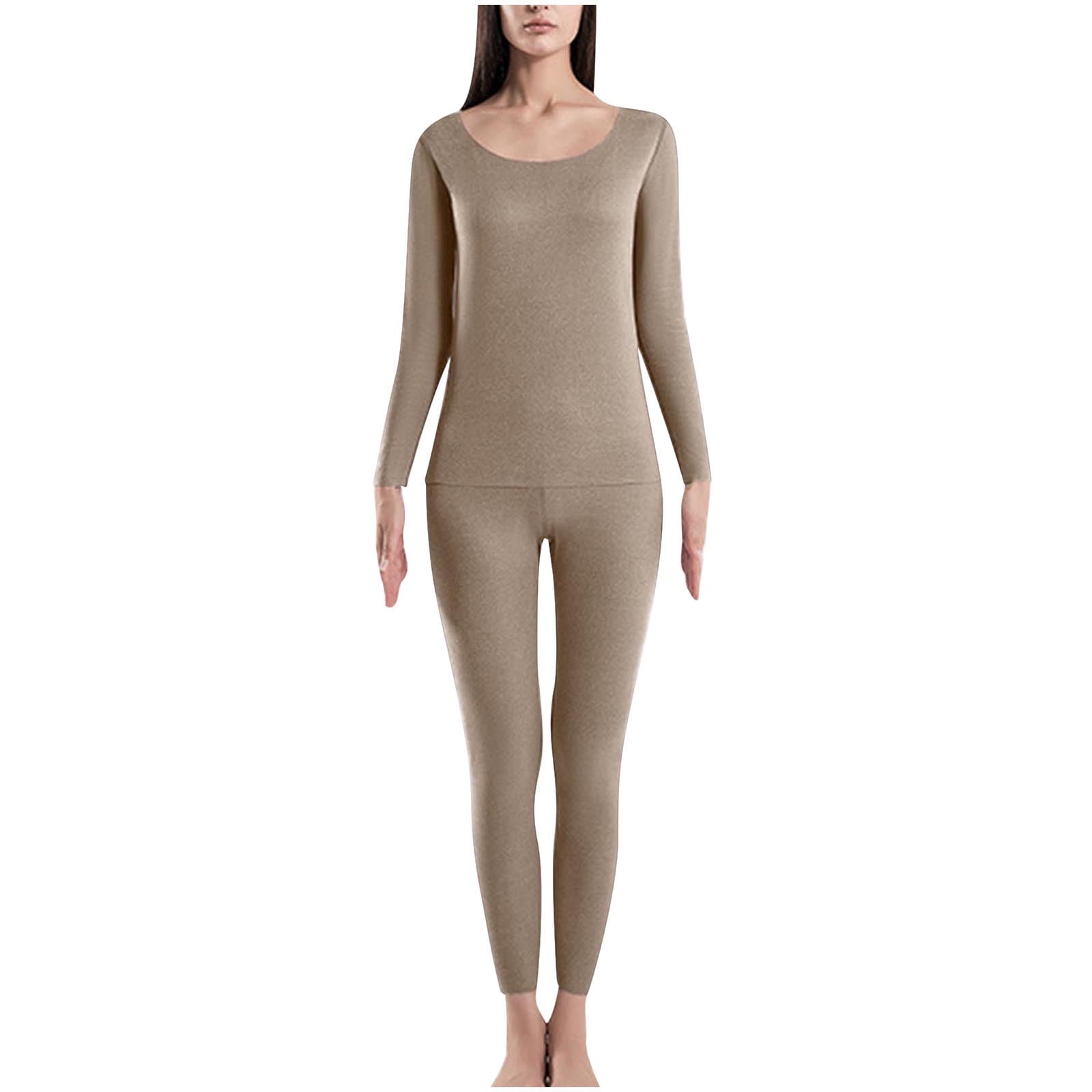 Long sleeve workout tops for women Women's Winter Thermal Underwear Woolen  Thermal Suit Clothes Trousers Long Sleeved Round Neck Shirt/Shirt Suit  lounge sport coat 