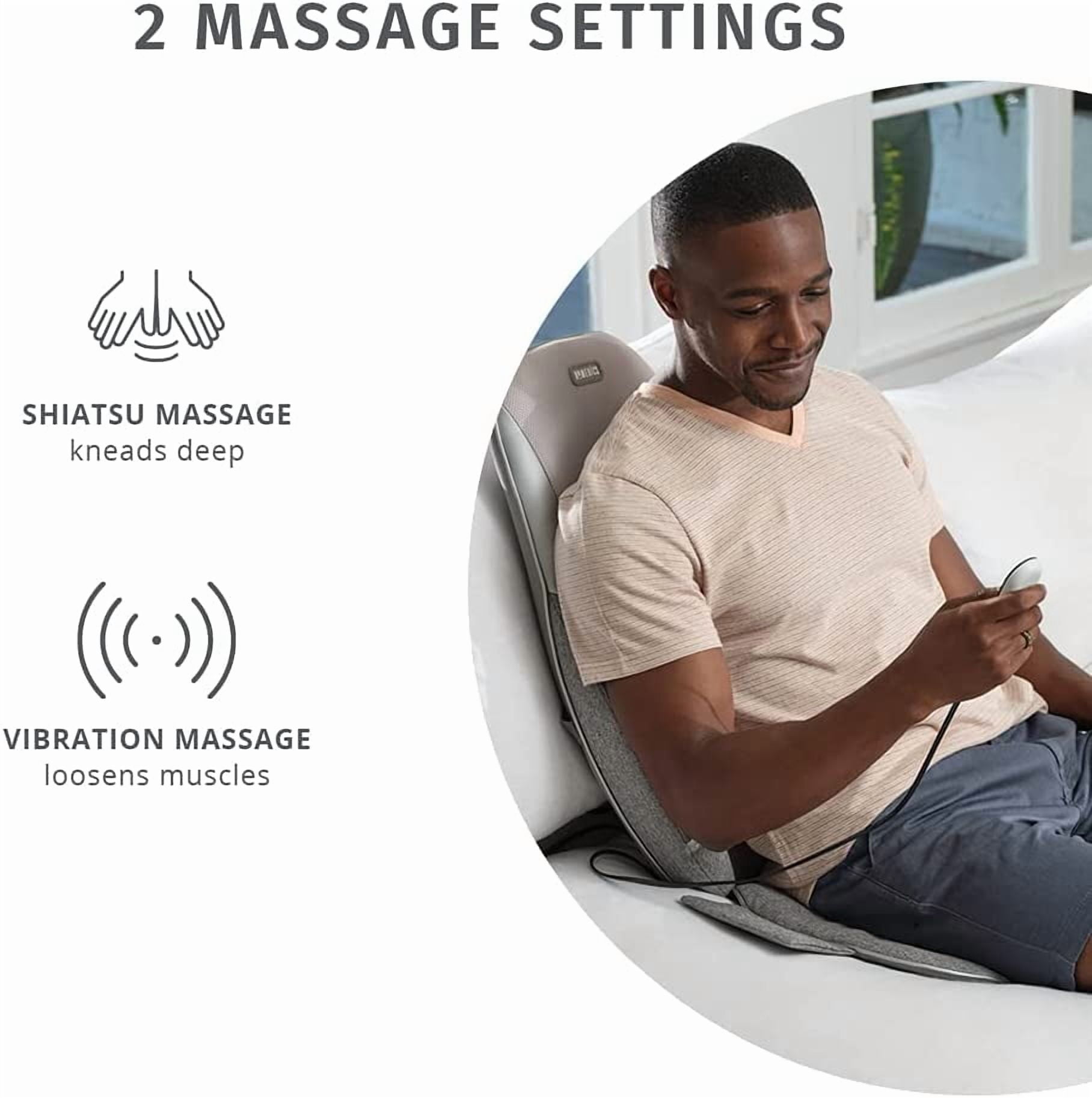 homedics shiatsu vibration massage cushion Homedics Shiatsu Plus Kneading & Vibration Massage Cushion with Heat, Deep  Kneading, Lumbar Vibration Waves, 3 Massage Zones, Upper, Lower, Full Back,