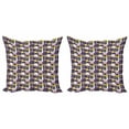 thumbnail image 1 of Ambesonne Geometric Throw Pillow Cover 2 Pack, Modern Stripe and Squares, 24", Lilac Charcoal Grey, 1 of 2