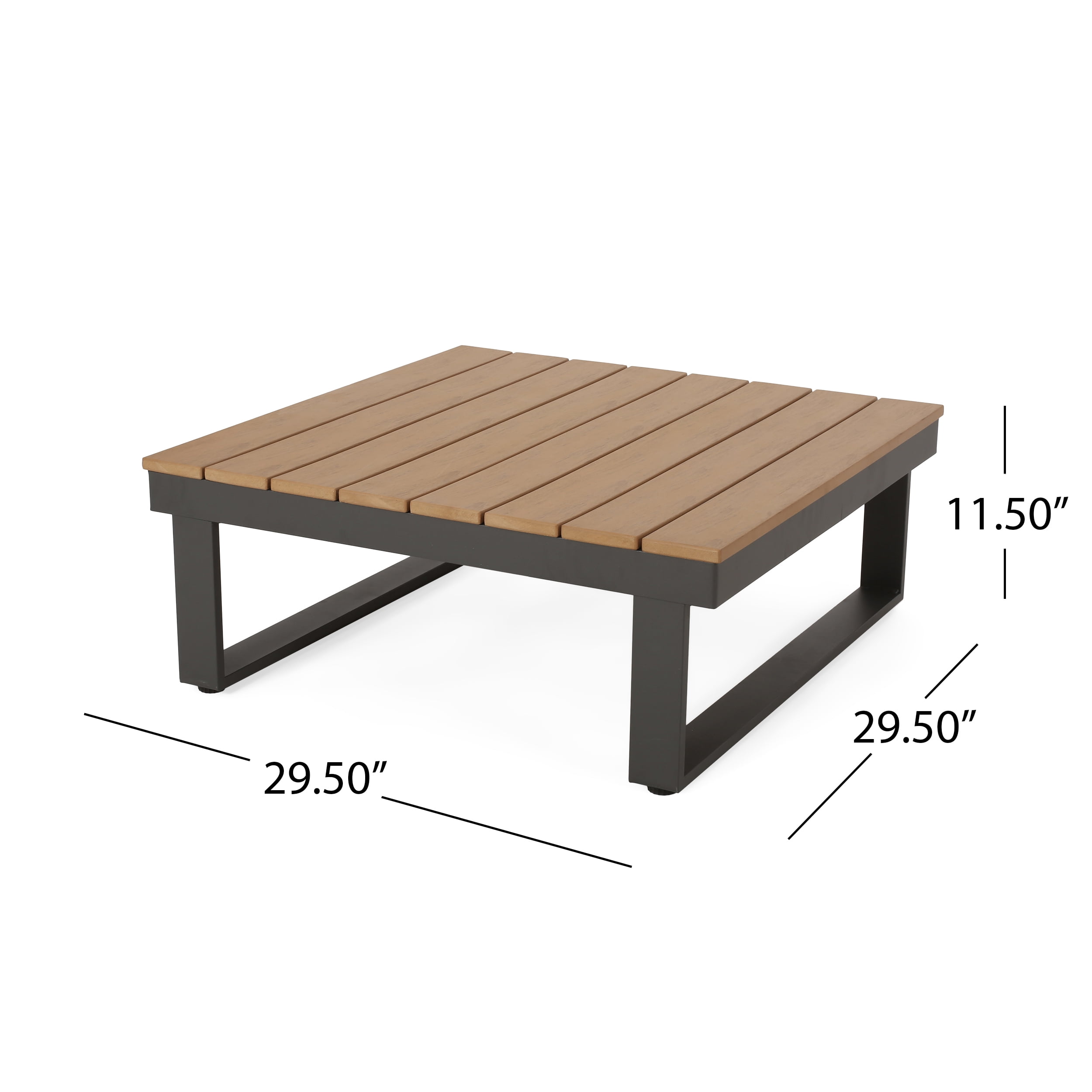 Outdoor Corner Seat and Coffee Table Combination Set, Aluminum Frame Leisure Furniture for Patio Garden, Dark Gray