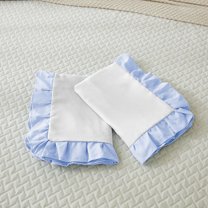 Ayanshi Bedding Dual Tone Ruffle Pillow Shams Standard King Size Set of 2, 20X36 - Ruffled Design Pillow Cases Soft & Smooth - Luxurious Pillow Covers 20X36 - (White-Sky Blue)