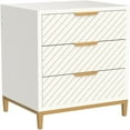 thumbnail image 2 of Resenkos Night Stands for Bedrooms, White and Gold Nightstands with 3 Drawers Bedside End Tables Storage with Adjustable Footpads for Living Room, 2 of 5