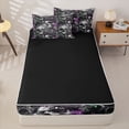 thumbnail image 4 of Homewish Goth Sugar Skull Zipper Twin Comforter Sets with Fitted Sheet and 2 Pillowcases,Spooky Halloween Zipper Bedding Set,Rose Flower Bed Set,Black Reversible,4pcs, 4 of 8
