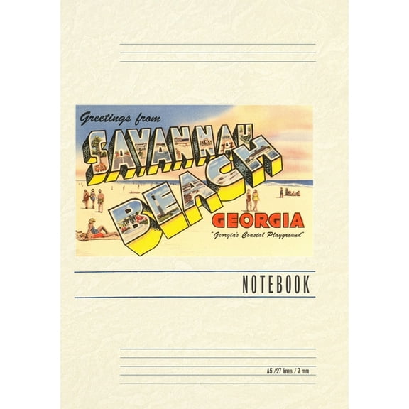 Vintage Lined Notebook Greetings from Savannah Beach (Paperback)