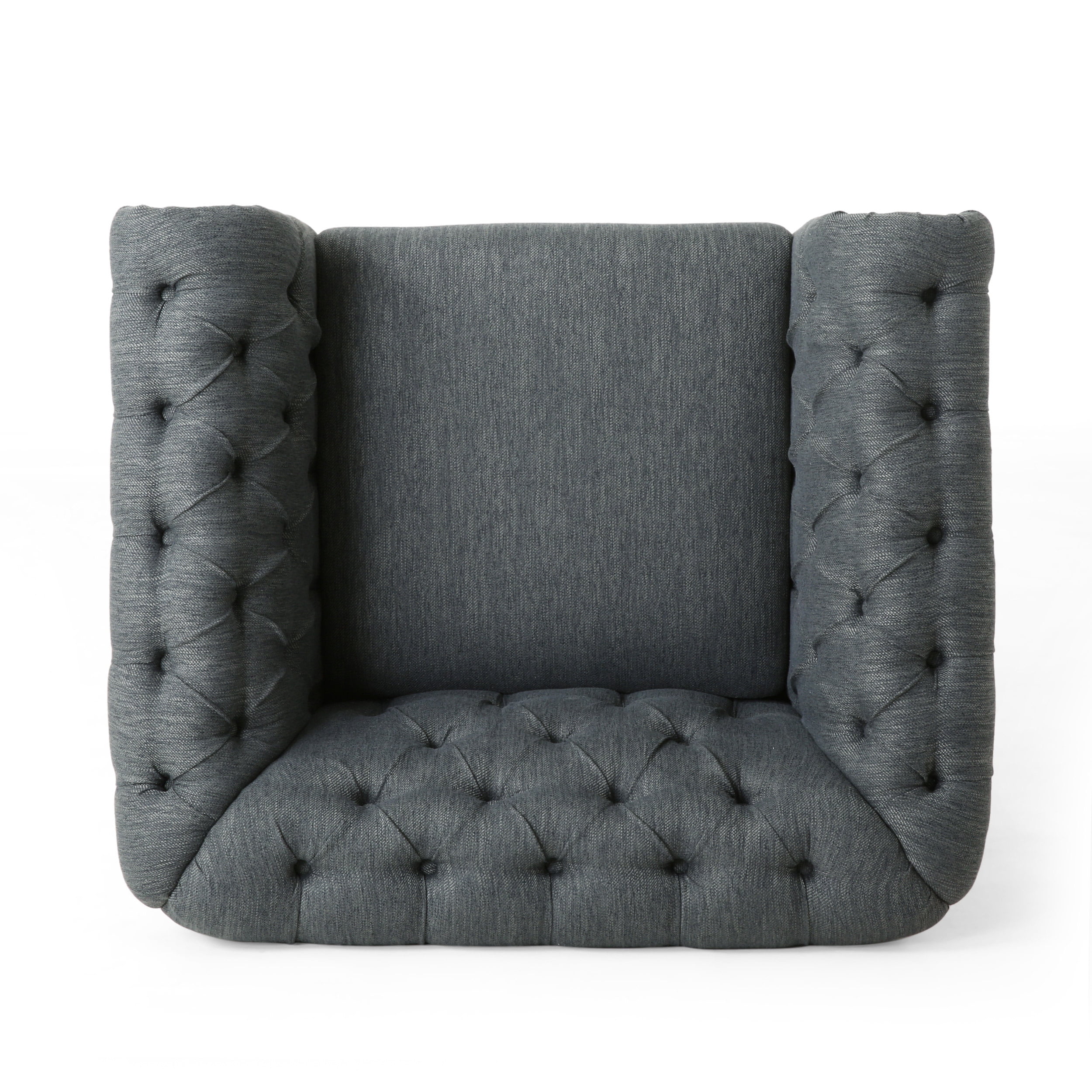Noble House Glencoe Chesterfield Chair, Charcoal and Dark Brown