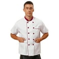 thumbnail image 2 of Doomiva Unisex Chef Coat Pressional Hotel Kitchen Chef Jacket Men Women Restaurant Canteen Working Uniform White&Burgundy XXL, 2 of 7
