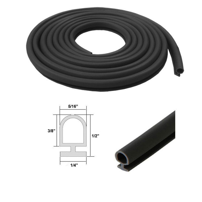 Black Bulb Type Gasket Weatherstrip, 5/16" Width, 1/4" Backing 20 Ft