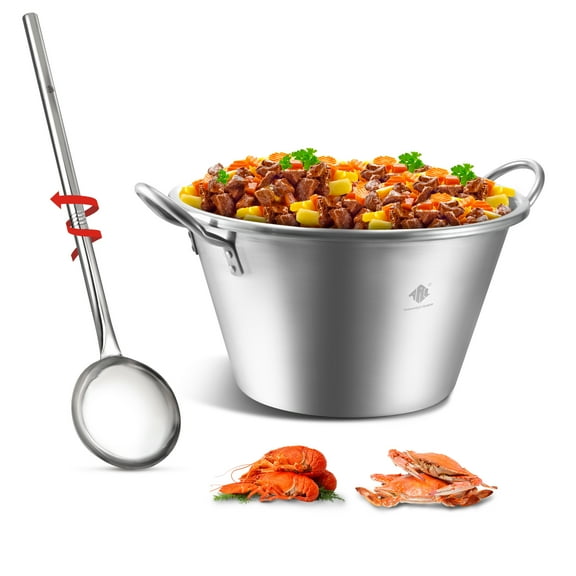 ARC Stainless Steel 25 Inches Heavy Duty Mexican Cazo Para Carnitas with 48" Large Spoon ,69QT Large Outdoor Wok Great for Carnitas and Braising (69QT 48"spoon)