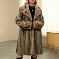 thumbnail image 5 of QSAWXQZ Women's Long Faux Fur Coat Long Sleeve Open Front Lapel Collar Shaggy Jacket Winter Warm Outerwear Gray 2XL, 5 of 9