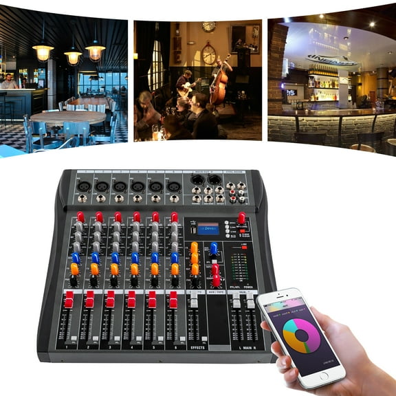 ChicHomey Studio Audio Mixer 6 Channel Music Bluetooth USB Digital Sound Mixer Sound Board