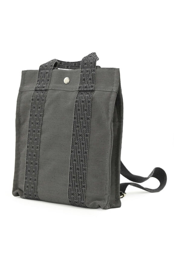 Pre-Owned HERMES Hermes Herline Ad PM Canvas Tote Bag Backpack for Men and Women, Gray/Black