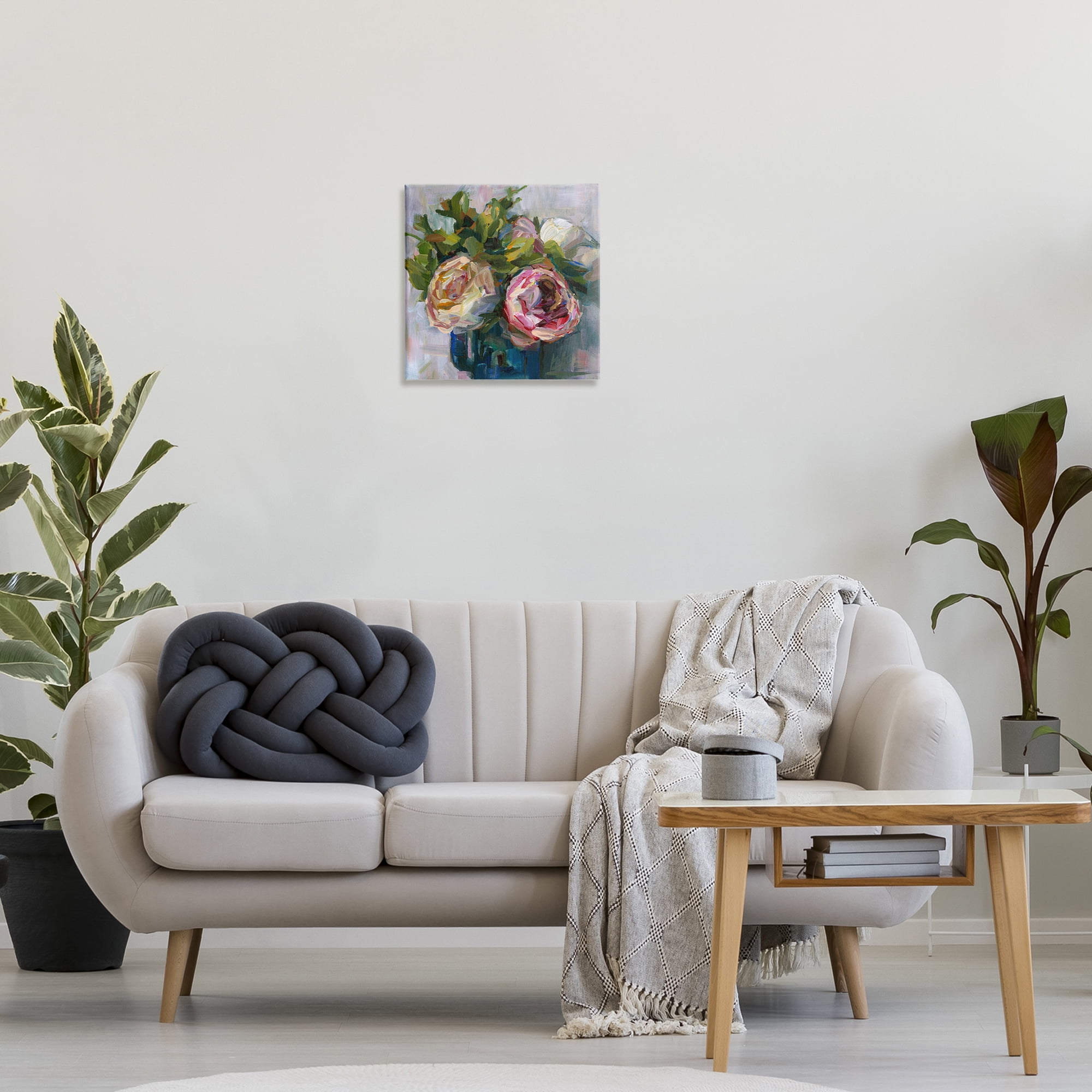 Stupell Industries Full Ranunculus Blooms Botanical & Floral Painting Gallery Wrapped Canvas Art Print Wall Art, 17 x 17