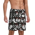 thumbnail image 2 of Pofeuu Laying Hens And Roosters Print Men's Soft Woven Elastic Waistband Sleep Pajama Short-3X-Large, 2 of 6
