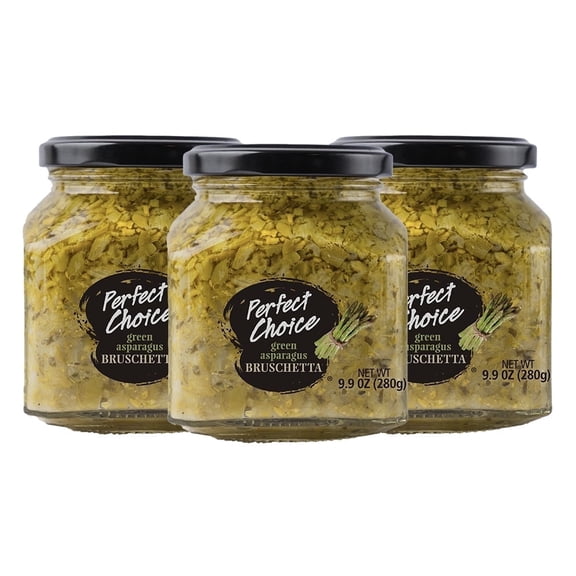Perfect Choice Green Asparagus Bruschetta - Bread Spread - Ready-to-Eat - 9.9 oz - Pack of 3
