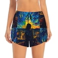 thumbnail image 4 of Lsque Abstract Starry Sky Printed Women's Running Shorts with Liner Pockets,Elastic Quick Dry Workout Athletic Gym Yoga Shorts,Womens High Waist Shorts-Small, 4 of 9
