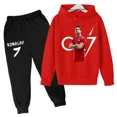 thumbnail image 3 of Conjunto de 2 piezas de sudadera con capucha y pantalones con estampado de ídolo de fútbol Cr7 para niños de 3 a 13 años, ropa informal para bebés, 3 of 5