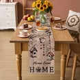 thumbnail image 2 of Sweet Home Table Runner - 60 Inch Long Western Stars Bird Houses Brown Wooden Grain Cotton and Linen Blended Dress Scarves Farmhouse Table Runner for Kitchen Dining, Coffee Table, 13" x 60", 2 of 8