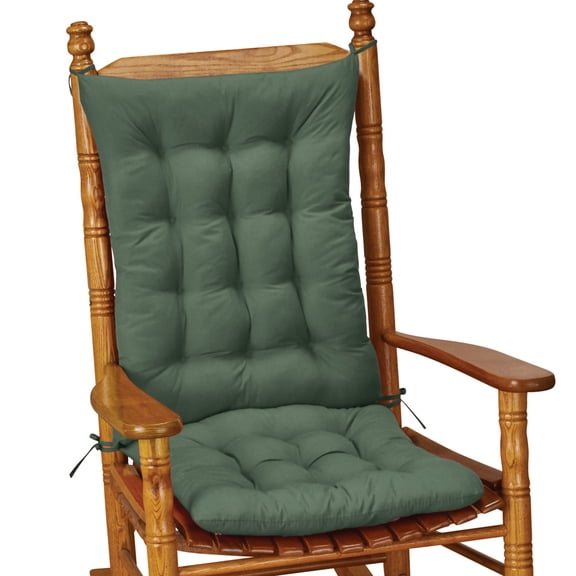 Collections Etc Quilted Chair Cushion Set - Perfect for Rocking Chairs, Dining Chairs or Armchair, Green
